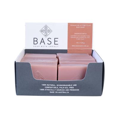 Base (Soap With Impact) Soap Bar Geranium & Pink Clay (Raw Bar) 120g x 10 Display